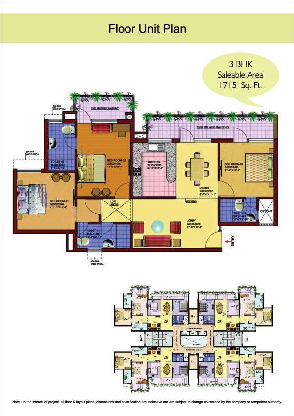 3 bhk floor plan of srs royal hills