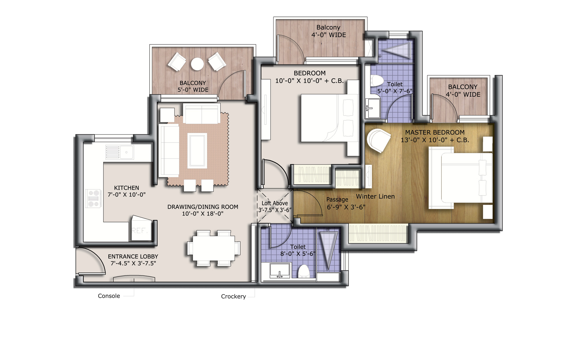 bptp discovery park 1120 sq feet floor plan