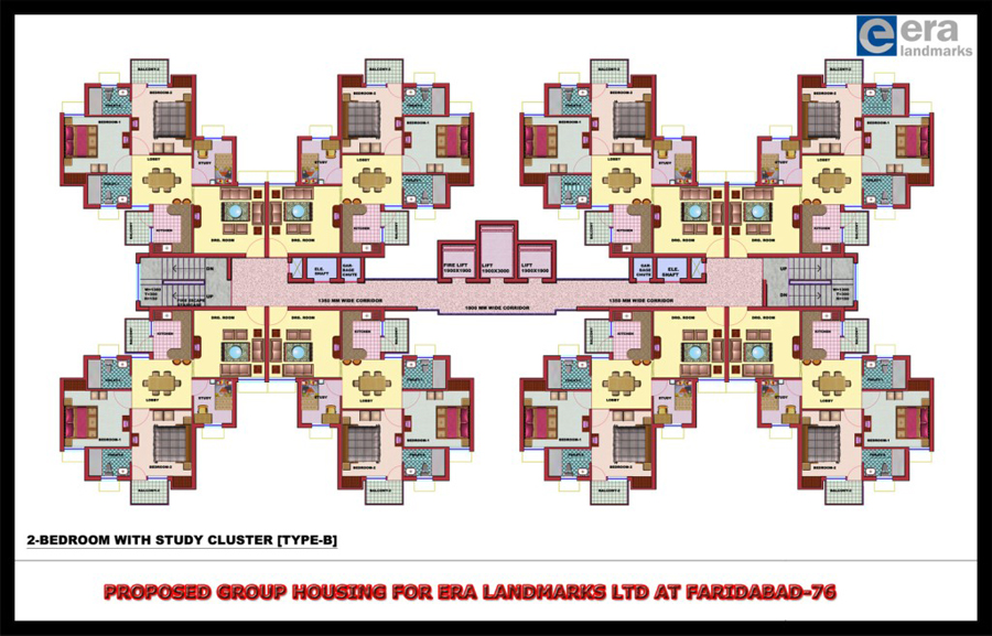 era divine court 2 bhk + study floor plan 