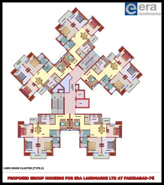 era divene court 3 bhk cluster floor plan 
