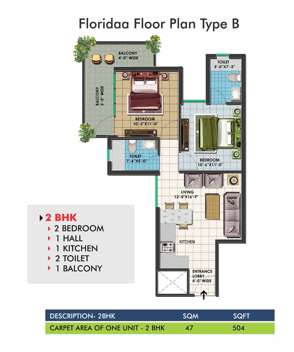 era divine court 2 bhk with study floor plan in 1305 sq. feets