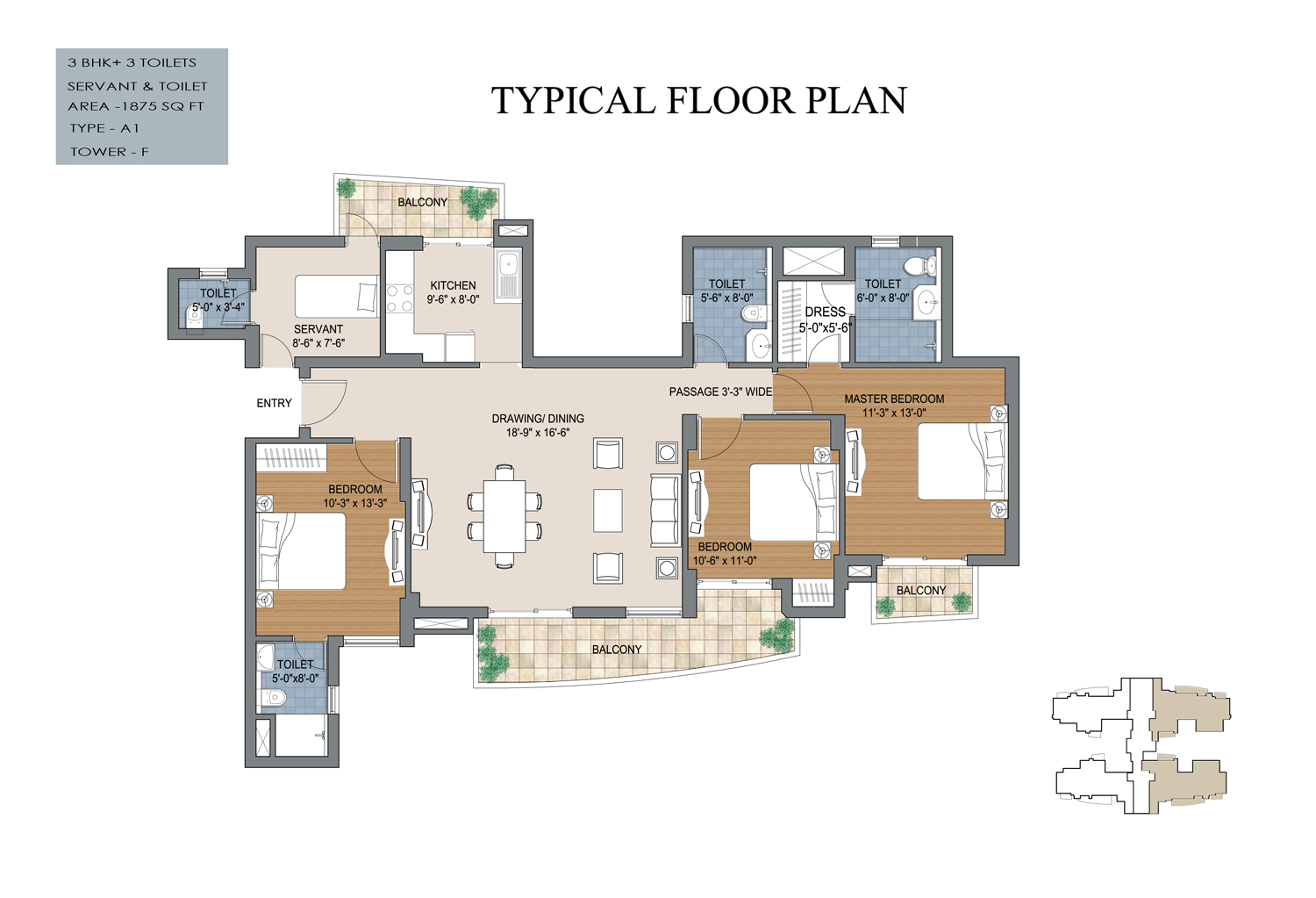 2 bhk floor plan on bptp the resort faridabad