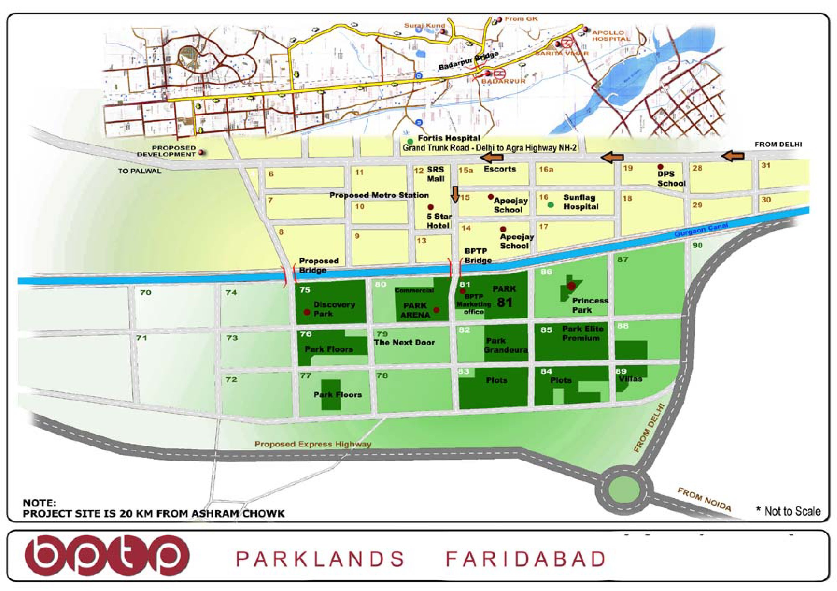 bptp the resort location map